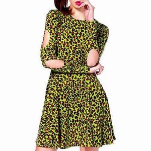 Jawbreaker lime green leopard sweater dress